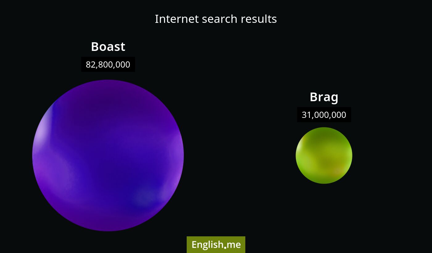 Internet search results for boast) and brag